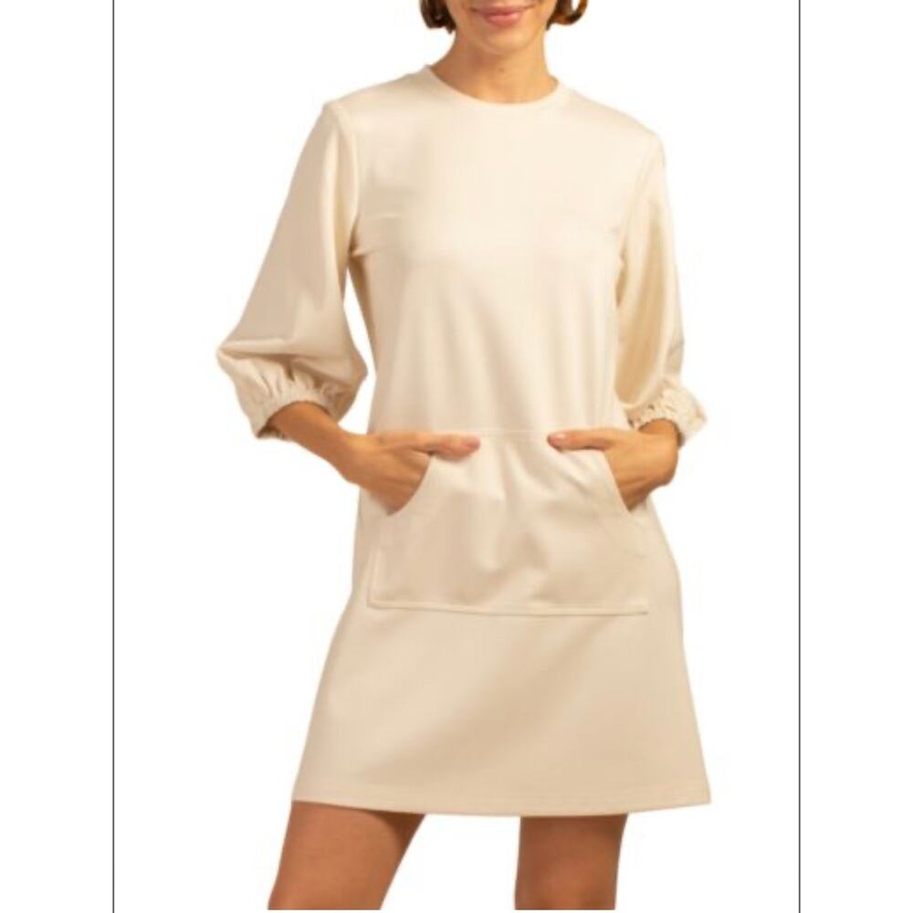 Trina Turk Cream Midi Dress with Pocket Front